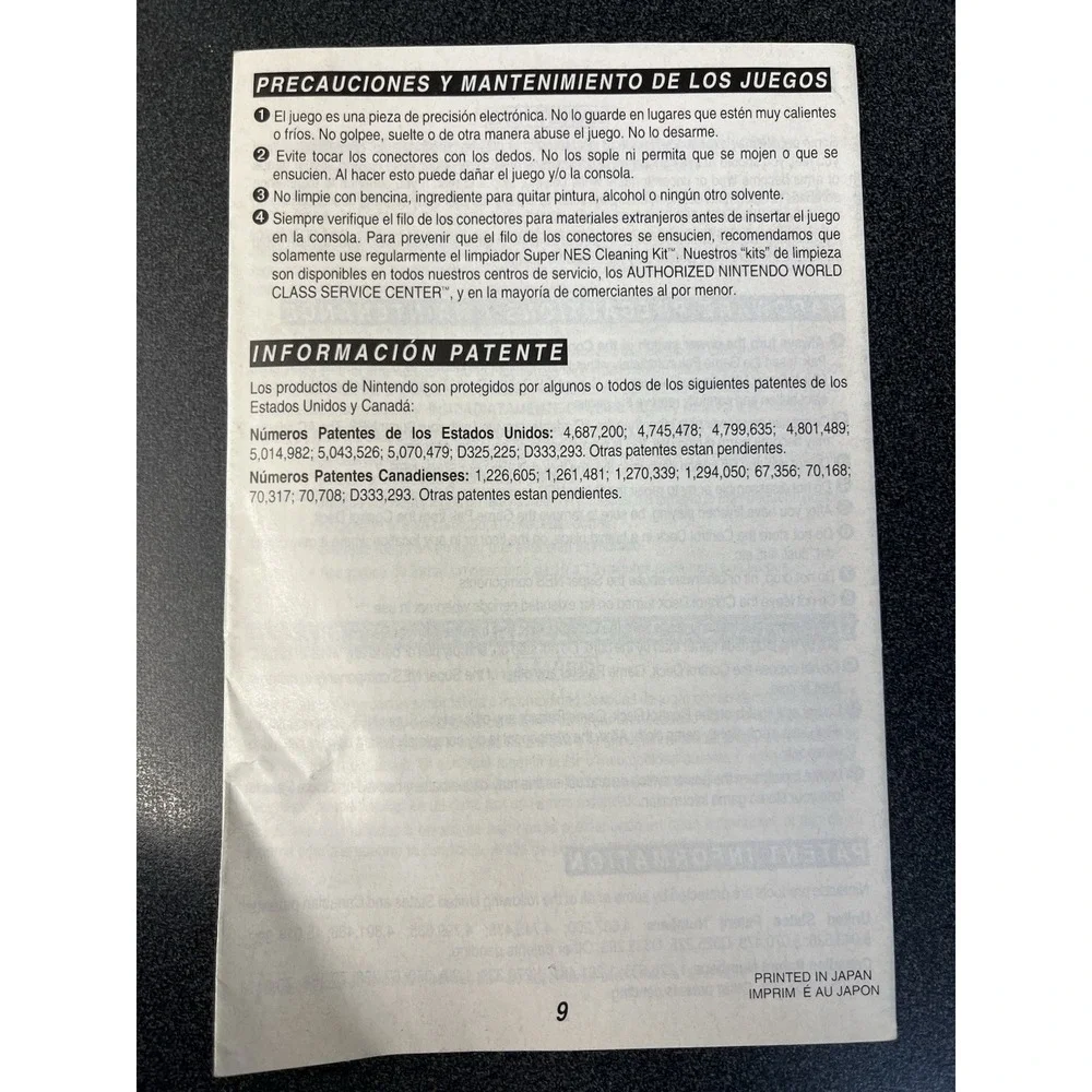 Super Nintendo SNES Consumer Information and Precautions Booklet SNS-USA/CAN-1